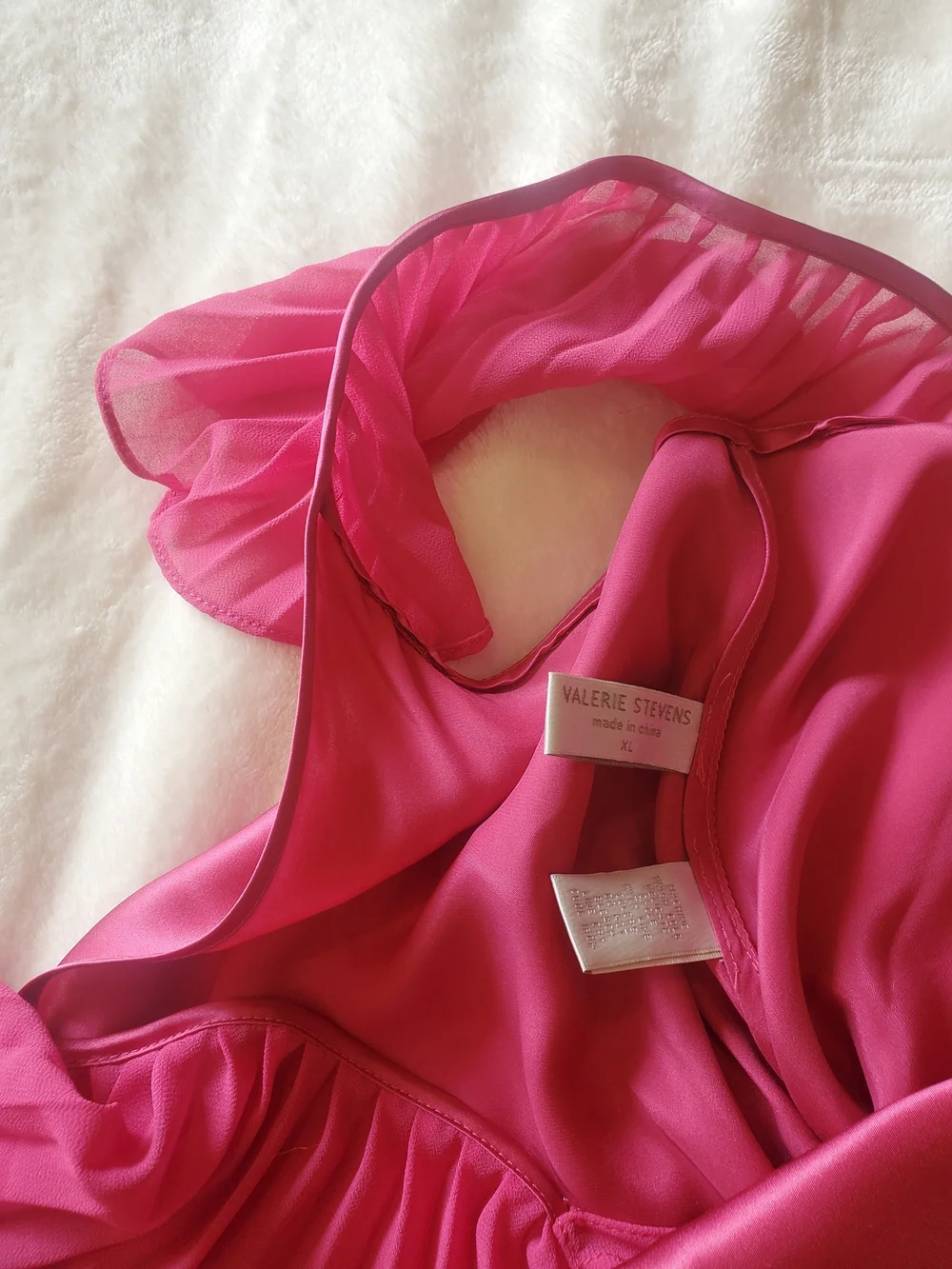 Vintage Silk Robe Set XL Valerie Stevens Pink 90s Boudoir Lingerie Lounge - Picture 11 of 16